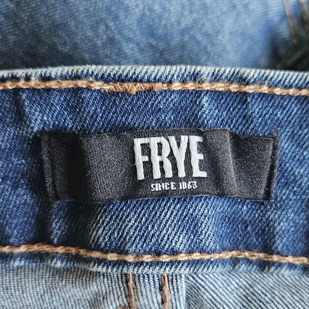 FRYE Womens High Rise Straight Leg Cuffed Crop Blue Jeans Size 8/29 - Picture 8 of 10